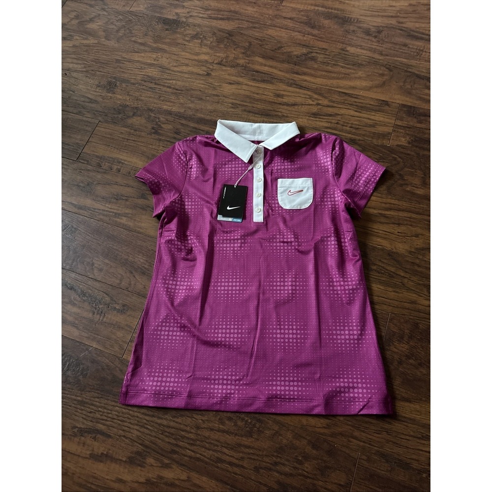 Nike Golf Polo Shirt Girls Pink Dri-FIT Performance Swoosh XL 18-20